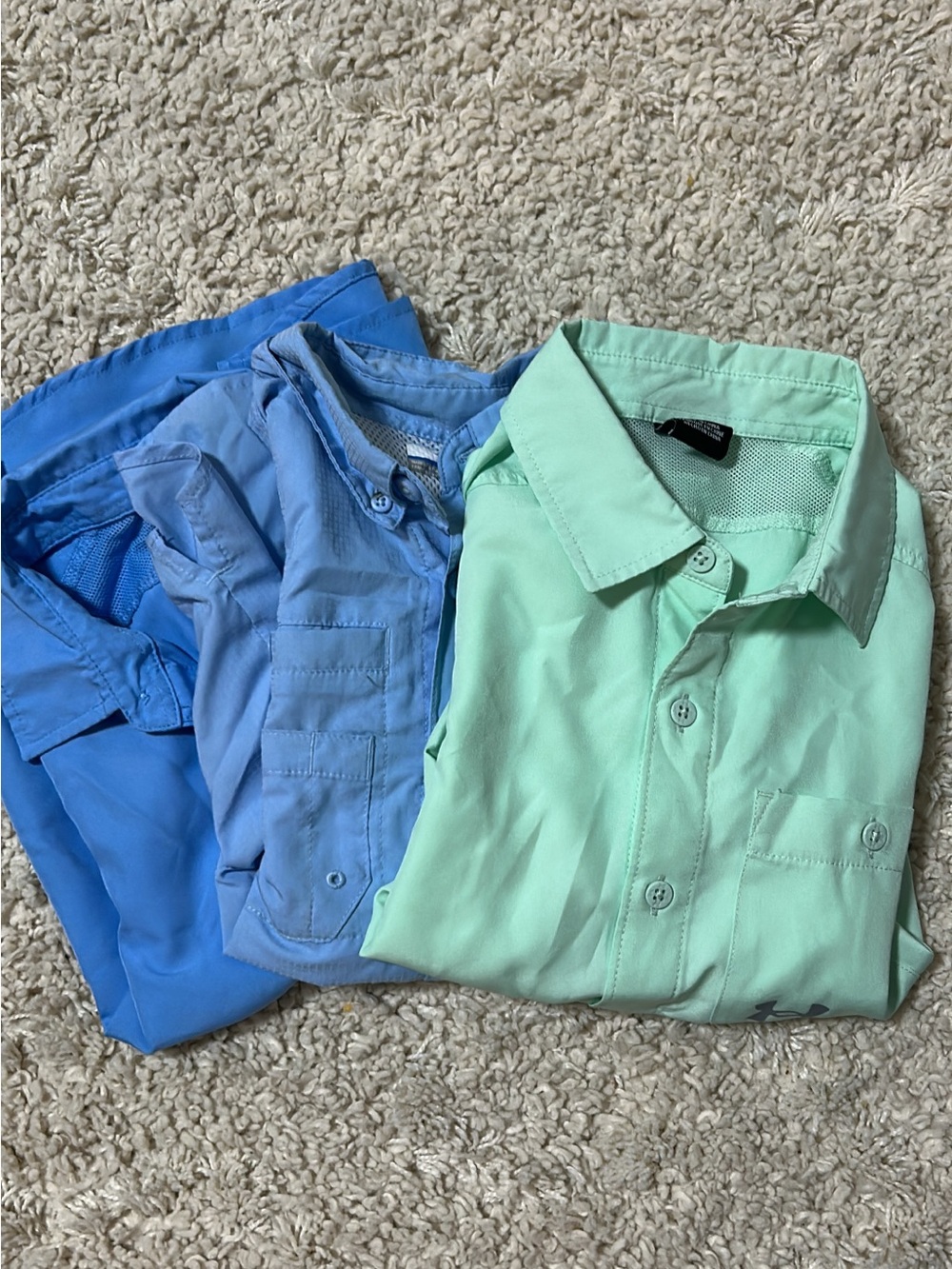 Under Armour Kids Button-Down Shirt Trio - Mint Green & Light Blue Shades
